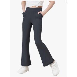 Black Cherry Girls Flare Leggings – Bootcut Yoga Pants w/ Pockets